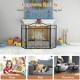 3-panel freestanding fireplace screen with scrollwork design, sturdy steel frame, and dense mesh for safety around kids.